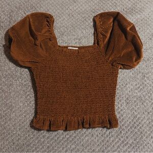 American Eagle Brown Smocked Top